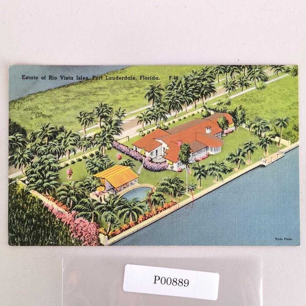 Estate of Rio Vista Isles Fort Lauderdale Florida 1940s Linen Postcard 1949 FL